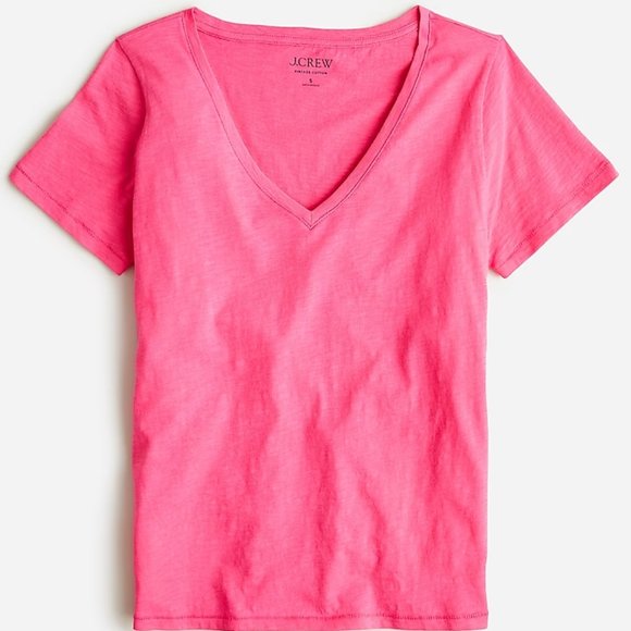 J. Crew Tops - NWT J. Crew Vintage Cotton V-Neck T-shirt in the prettiest pink!